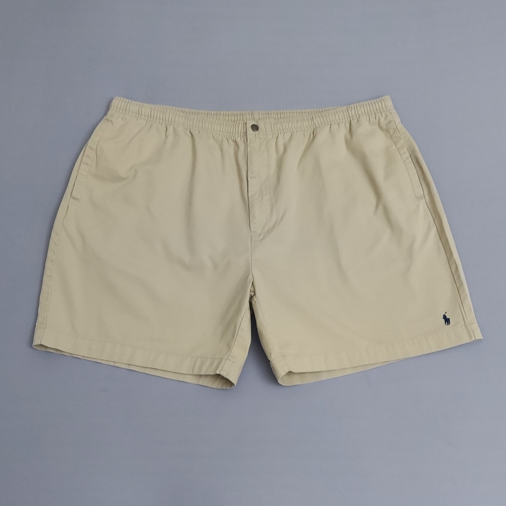 Polo Ralph Lauren Mens Shorts Size 2XB Khaki Tan Elastic Waist Logo Shorts